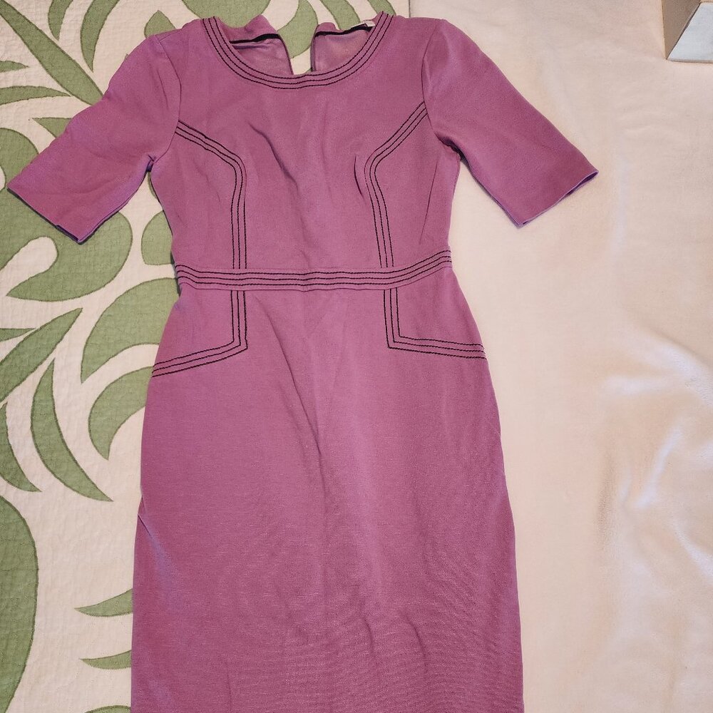✨ BODEN Lilac Ponte Ottoline Dress – 1940s Secretary Chic ✨